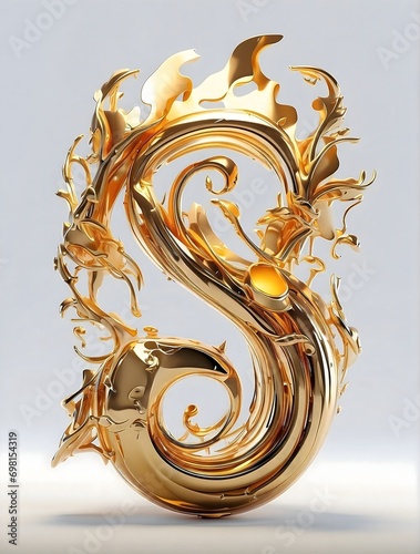 The letter S in gold color in a special and luxurious design