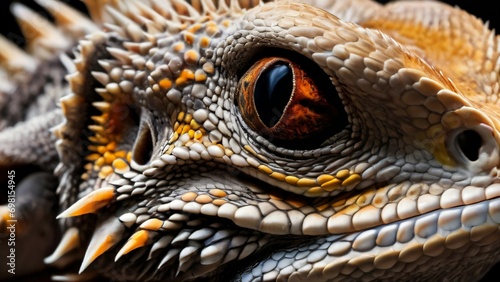 Reptile isolated in black background © Maura