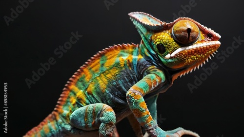 Reptile isolated in black background © Maura