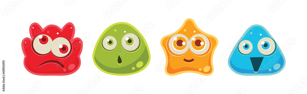 Obraz premium Funny Jelly Character Snout and Face Vector Set