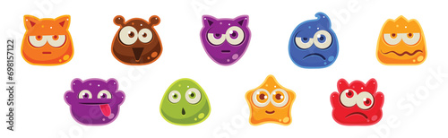 Funny Jelly Character Snout and Face Vector Set