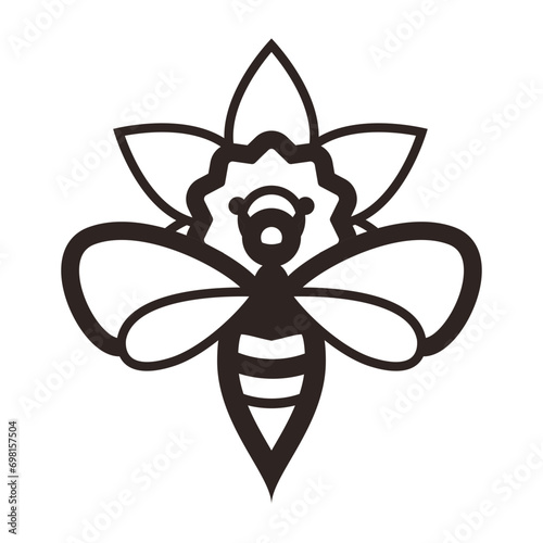 Bee and Daffodil Flower - Outline