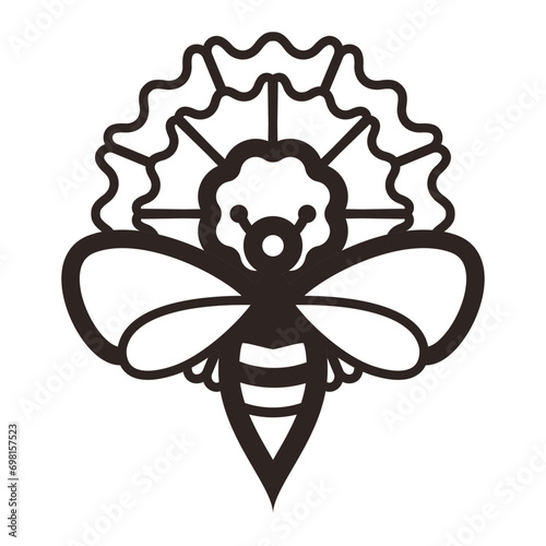 Bee and Carnation Flower - Outline