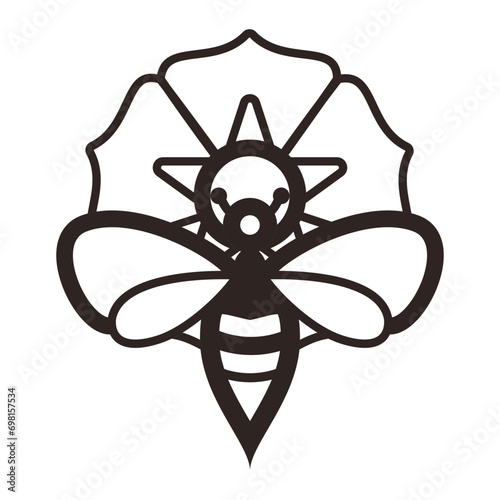 Bee and Morning-glory Flower - Outline