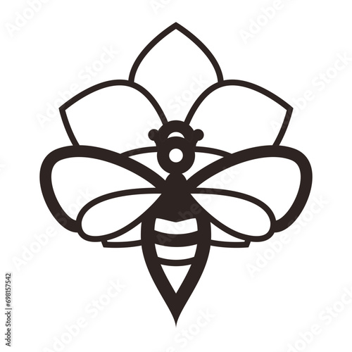 Bee and Jasmine Flower - Outline