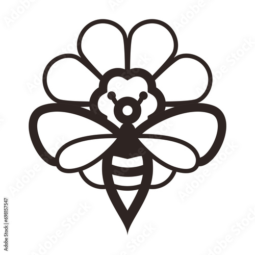Bee and Calendula Flower - Outline