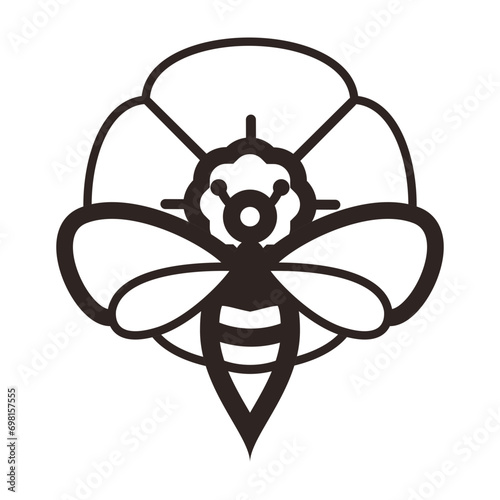 Bee and Poppy Flower - Outline