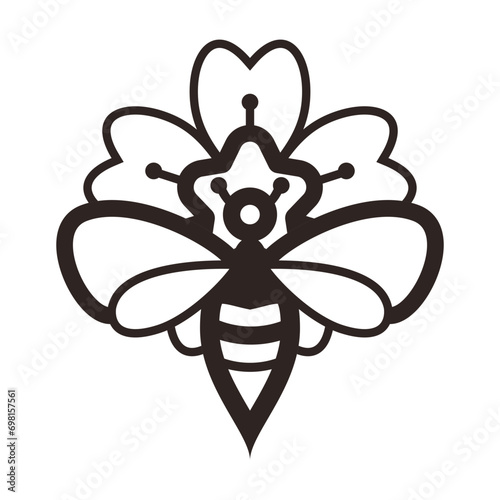 Bee and Cherry-flower - Outline