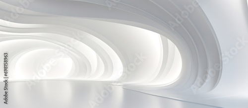 Fototapeta Naklejka Na Ścianę i Meble -  3D geometric abstract wave futuristic light white background. 3d tunnel background. Halway background. alleyway background.