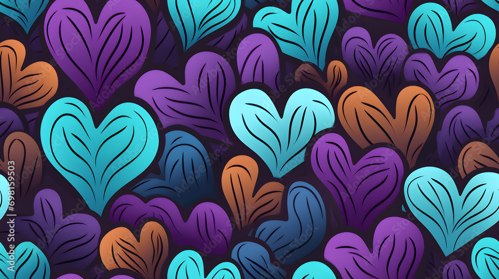 Seamless festive design pattern for valentine's day with hearts and floral elements. Delicate theme with heart for wrapper or background for card. Seamless festive design pattern for valentine's day with hearts and floral elements. Delicate theme with heart for wrapper or background for card.