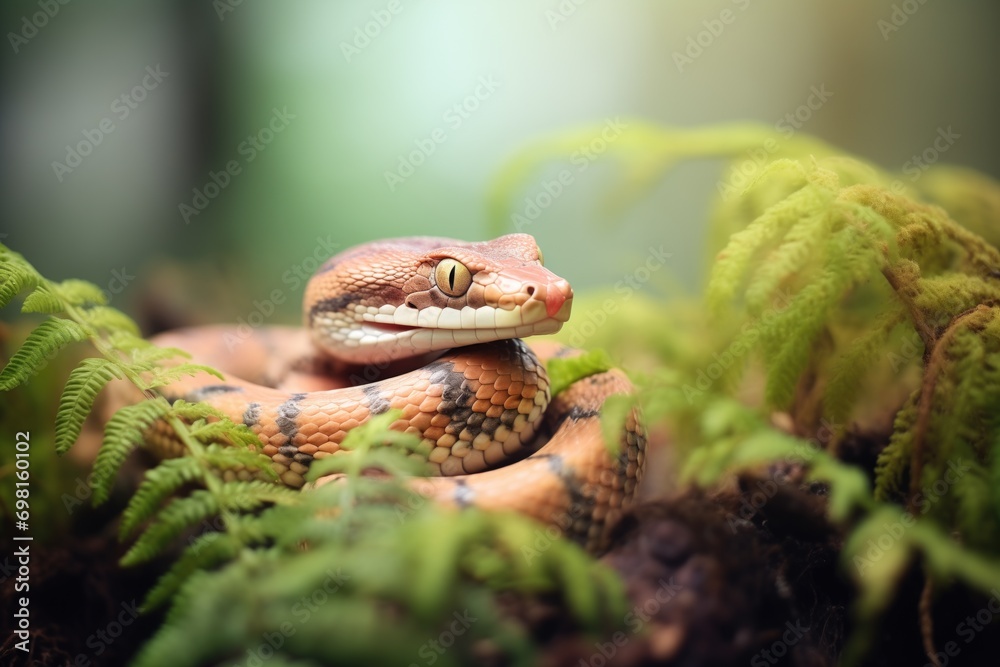 Fototapeta premium viper with raised head among ferns