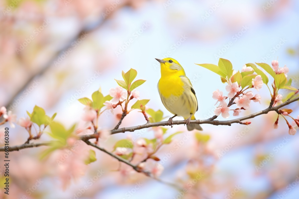 warbler singing atop a flowering dogwood warbler singing atop a flowering dogwood