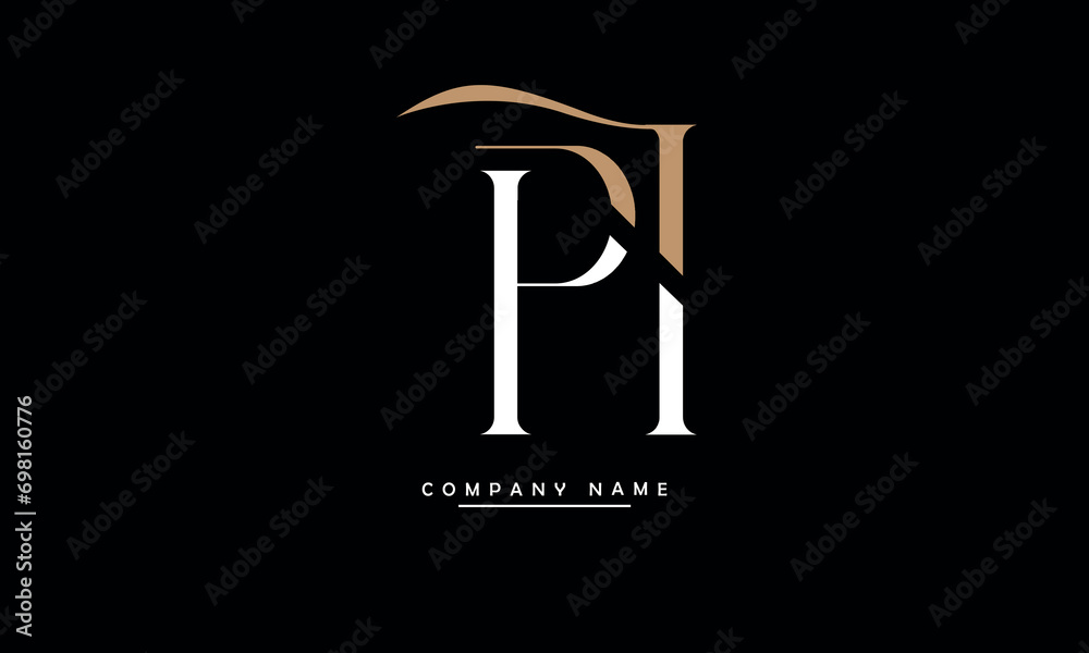 PI, IP, P, I Abstract Letters Logo Monogram - obrazy, fototapety, plakaty 