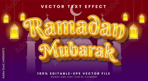 Beautiful banner Ramadan Mubarak Text effect Template