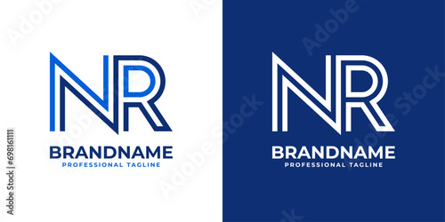 Letter NR Line Monogram Logo, suitable for business with NR or RN initials