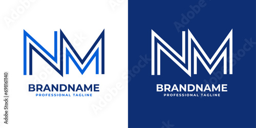 Letter NM Line Monogram Logo, suitable for business with NM or MN initials
