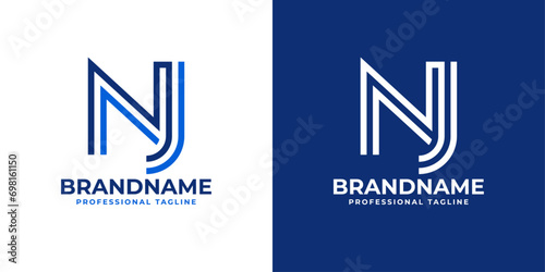 Letter NJ Line Monogram Logo, suitable for business with NJ or JN initials photo
