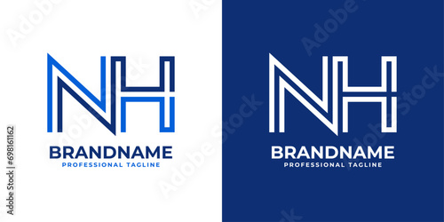 Letter NH Line Monogram Logo, suitable for business with NH or HN initials