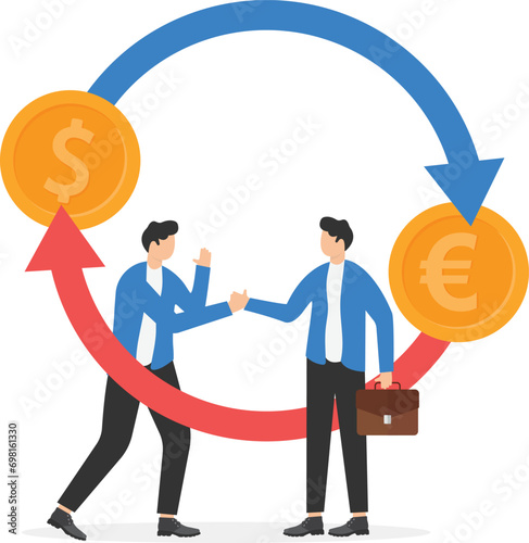 Currency exchange. Euro to dollar icon concept. Money conversion. Flat vector illustrations.

