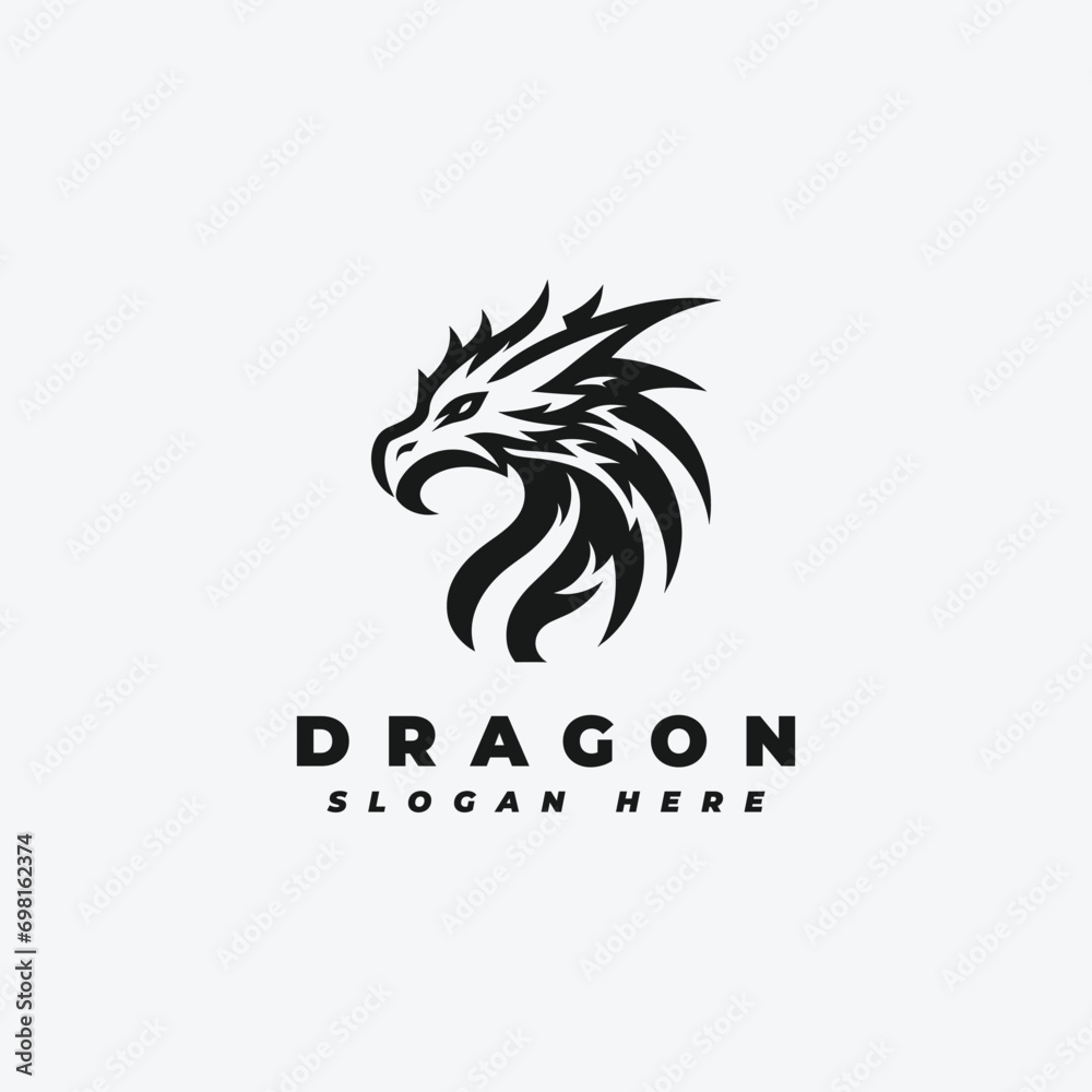 Dragon head logo design, with a simple pattern Dragon head logo design, with a simple pattern