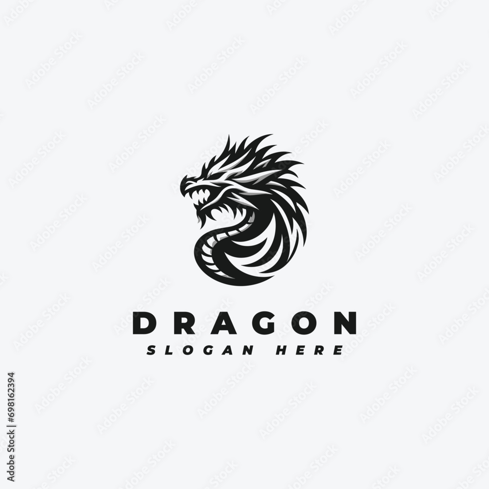 Dragon head logo design, with a simple pattern