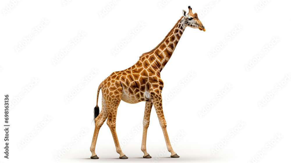 Giraffe standing. Isolated on white background