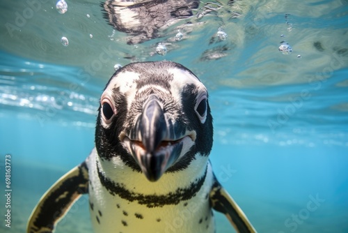 African penguin Spheniscus demersus in the water, Humboldt penguin is swimming in the pool, AI Generated