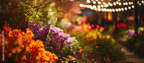 Colorful flower garden during spring formal event. photo