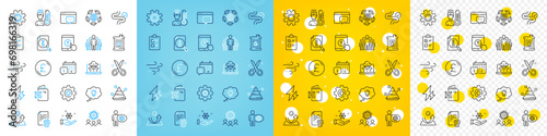 Vector icons set of Pound money, Cogwheel and Search line icons pack for web with Windy weather, Swipe up, Calendar outline icon. Medicine, Pyramid chart, Seo message pictogram. Service. Vector