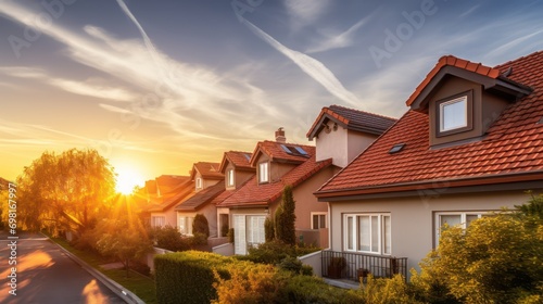 Aerial view of suburban neighborhood © sambath