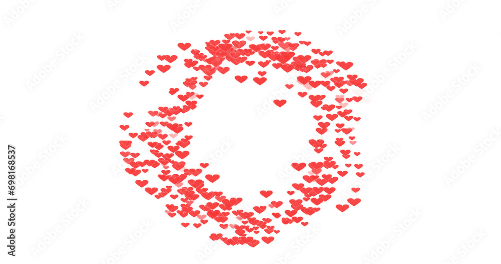 Romantic concept frame material (transparent background) of red hearts spread out in a circle. PNG with alpha channel. Valentine's Day greeting card concept. mother's day commemorative design Romantic concept frame material (transparent background) of red hearts spread out in a circle. PNG with alpha channel. Valentine's Day greeting card concept. mother's day commemorative design