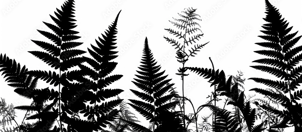 Fern in black and white silhouette. Fern in black and white silhouette.