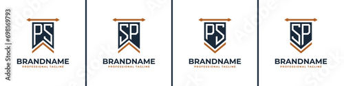 Letter PS and SP Pennant Flag Logo Set, Represent Victory. Suitable for any business with PS or SP initials.