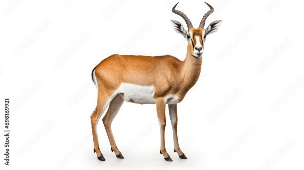A full body of antelope, in zoo style, super real, white background A full body of antelope, in zoo style, super real, white background