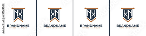 Letter NX and XN Pennant Flag Logo Set, Represent Victory. Suitable for any business with NX or XN initials.