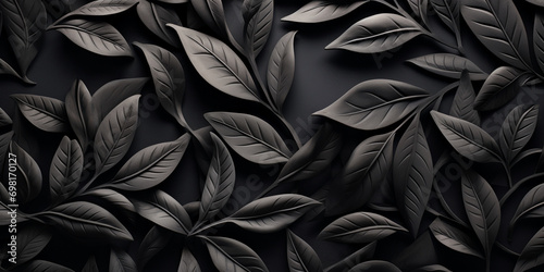 background,textured black randomly arranged branches of plants with 3d elements,banner base,floral multi-layered
