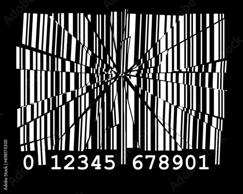 Obraz na plátně Broken or shattered white bar code with EAN code on black background