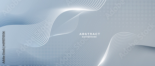 Grey white abstract background with flowing particles. Digital future technology concept. vector illustration.