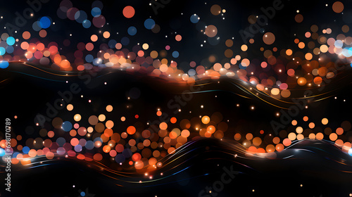 Abstract Waving Particle Technology Background Design. Abstract wave moving dots flow particles, hi-tech and big data background design © bravissimos