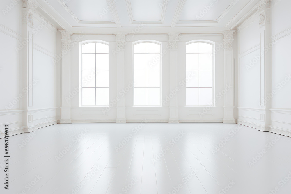Fototapeta premium empty room with white walls and large windows