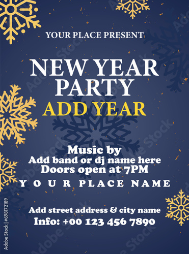 New year party poster flyer or social media post design photo