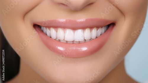 Create a picture of real human teeth, happy and clean teeth