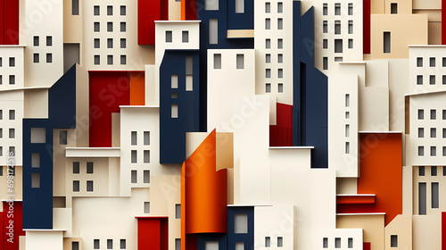 City with house on the street  urbanism and windows  roofs illustration wallpaper abstract seamless pattern background. Colorful minimalism style.