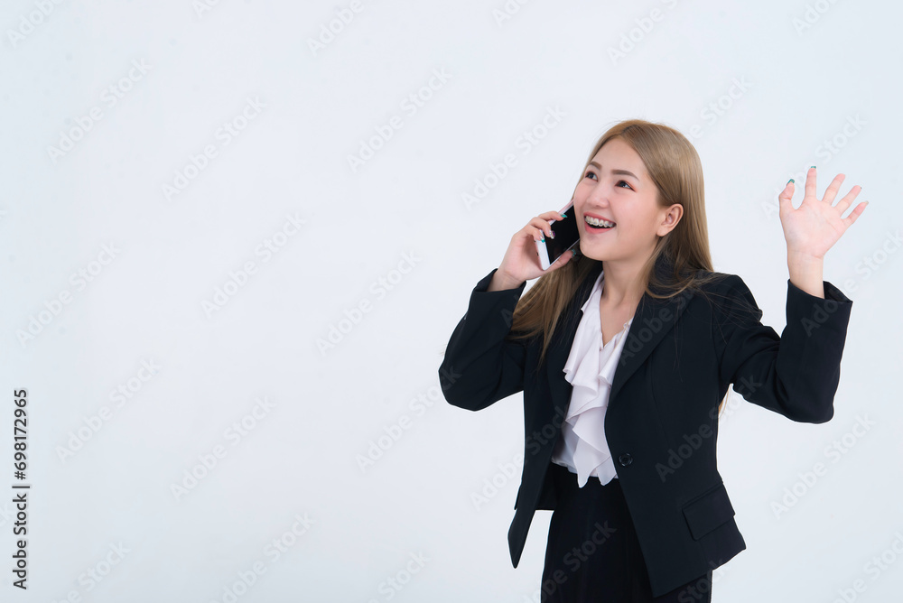 Asian business woman on white background,Happy girl concept Asian business woman on white background,Happy girl concept