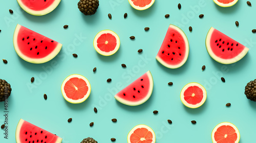 Fruit tropical illustration wallpaper seamless pattern background. Colorful minimalism style. Tiling cover wallpaper.