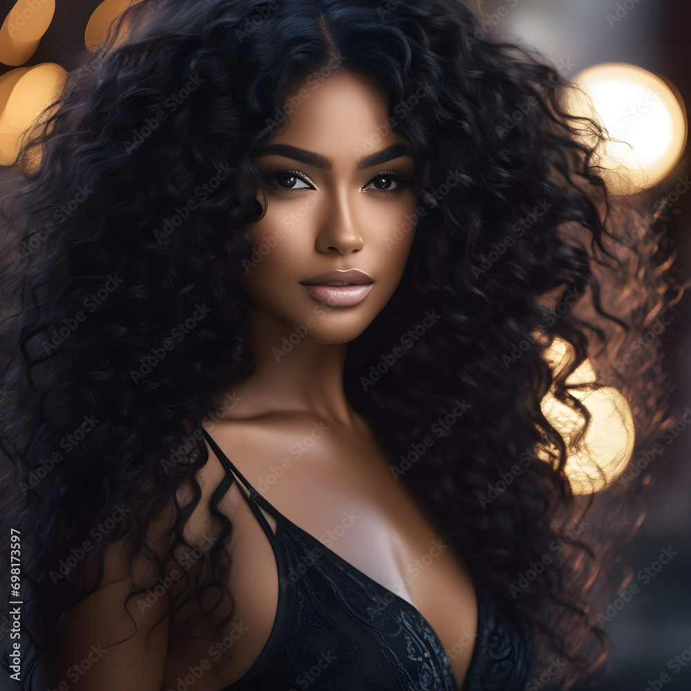 Elegant Curls Illuminated by City Lights Elegant Curls Illuminated by City Lights