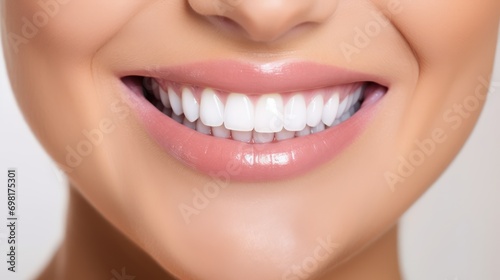 Perfect white teeth closeup studio photo