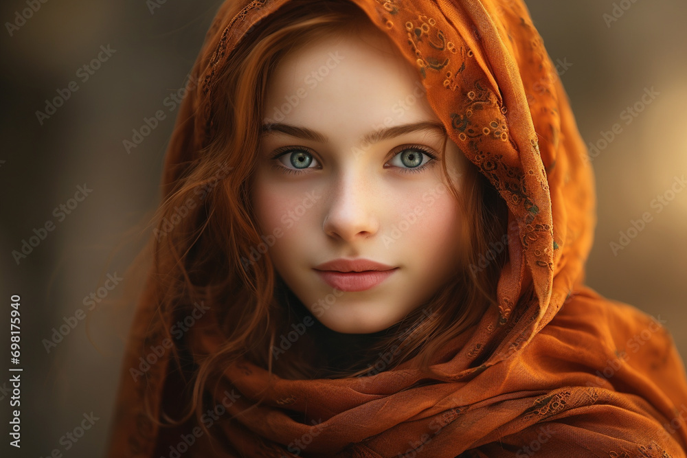portrait of a beautiful girl in a headscarf portrait of a beautiful girl in a headscarf