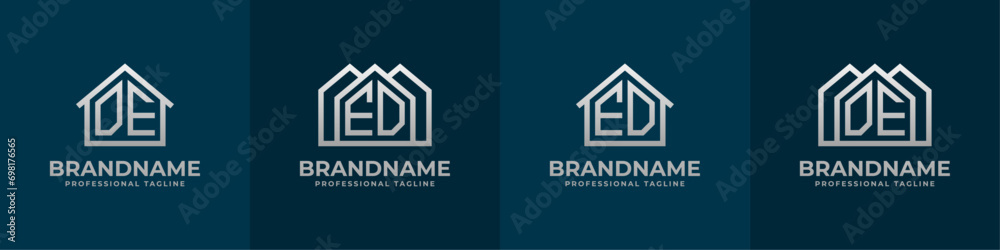 Letter DE and ED Home Logo Set. Suitable for any business related to house, real estate, construction, interior with DE or ED initials. - obrazy, fototapety, plakaty 