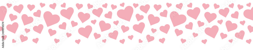 Seamless border with pink hearts for Valentine's Day. Vector and PNG on ...
